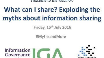 What can I share? Exploding the myths about information sharing