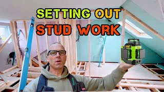 Setting out and installing stud work in a loft conversion. #carpentry #howto