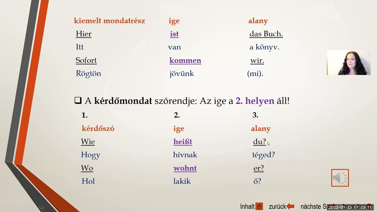 9. lecke A szórend, tárgyeset + gyakorlatok (die Wortfolge, Akkusativ + Übungen)
