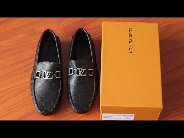 LOUIS VUITTON Black Damier Embossed Calf Leather Loafers Shoes