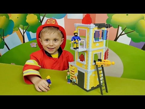 Пожарный Сэм и тренировочная башня   Играем с Даником в пожарных  Fireman Sam and fire rescue tower