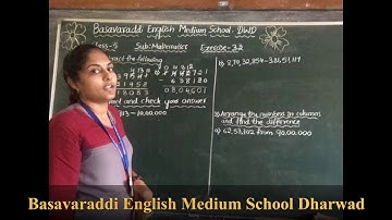 5th std /Maths /Exercise 3.2 Operation with Large no/ BASAVARADDI ENGLISH MEDIUM SCHOOL DHARWAD.