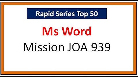 #Rapid_Series Top 50 Ms Word Objective Questions | Mission JOA 939 rrb po bank po computer awareness