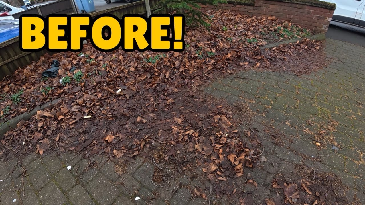 EXTREME Pressure Washing Transformation! Block Paving COVERED in Wet Leaves, Dirt & Black Spots!