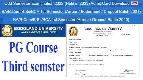 Bodoland University PG & UG Odd semester examination 2022 (Held in 2023) Admit Card download