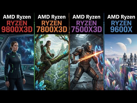 7500X3D VS 7800X3D VS 9800X3D VS R5 9600X VS 7600X GAMING BENCHMARKS in FHD  with RTX 5090 