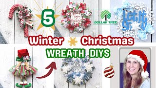 ⭐ MUST SEE! ⭐ 5 Favorite CHRISTMAS &amp; WINTER Dollar Tree DOOR WREATHS | HOME DECOR WREATH DIYS