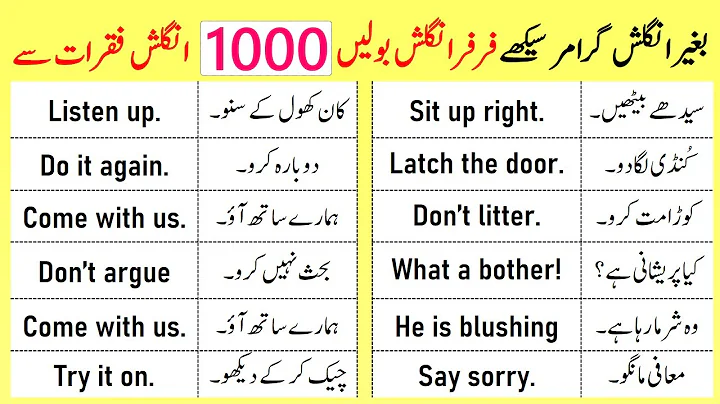 1000 English Sentences For Daily Use to Speaking English Explained Through Urdu | @AWEnglish