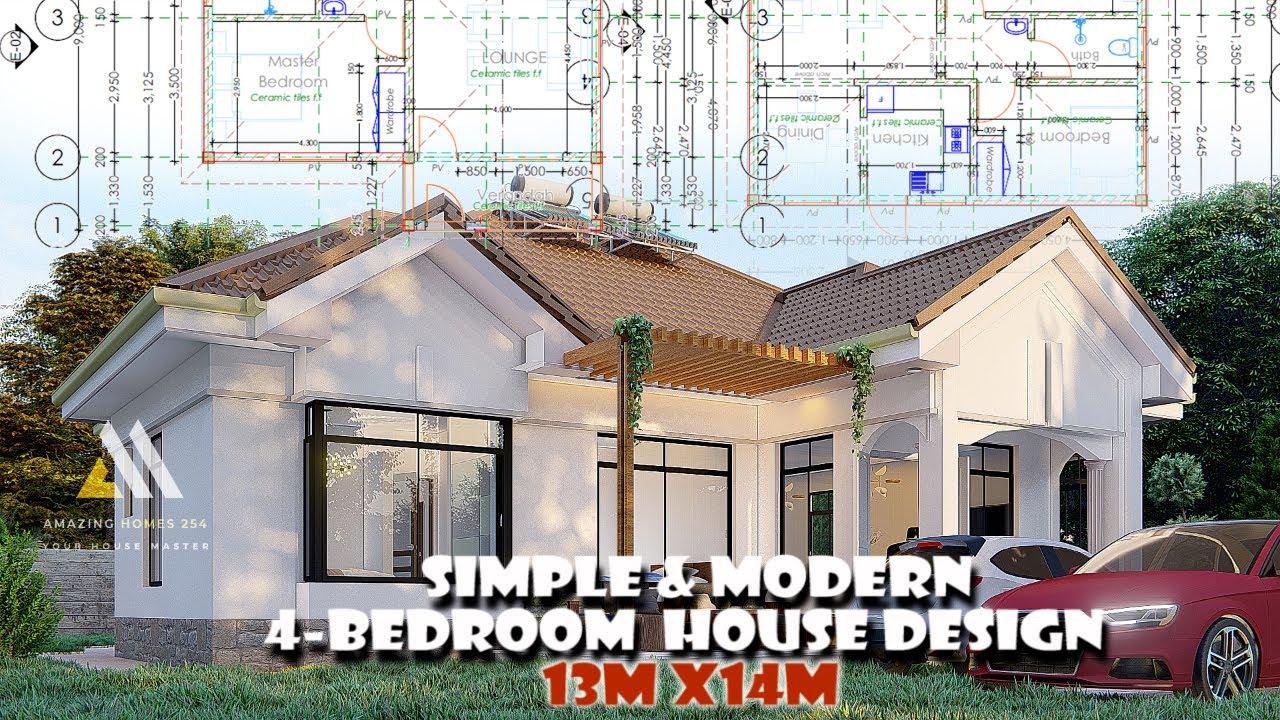 SIMPLE & MODERN 4 BEDROOM HOUSE DESIGN / 4 bedroom bungalow [13mx14m ...