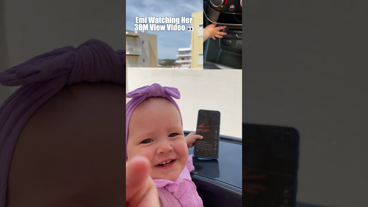 Baby Emi Watches Her Viral Video 👀 #baby #dad #dadlife #family #parenting