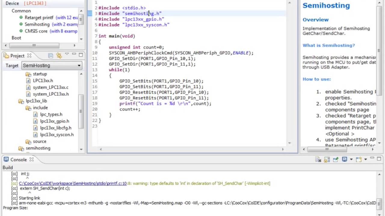 Getting Started with CoIDE and Using Semi Hosting in CoIDE using ...