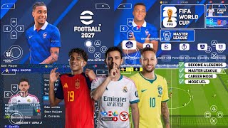 eFootball PES 2026 PPSSPP Android Offline Full Update UCL & League Kits 26/27 Season 4K Graphics