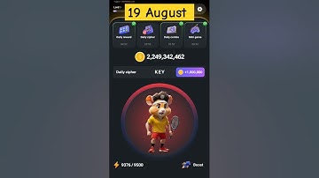 19 August Daily Cipher Code for 1 m Coins Today | Hamster Kombat Daily Cipher 19 August Daily Cipher