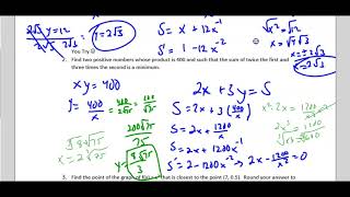 Optimization and Trapezoidal Rule Review