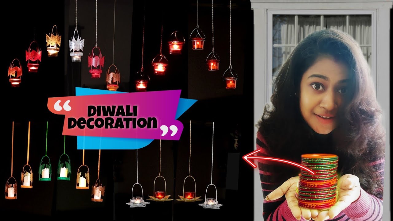 Old Bangles Crafts For Diwali Decoration Hanging diya holder diy