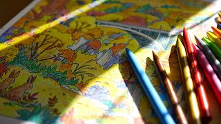 クーピーで描く風景画【宮城の塗り絵】紅葉の鳴子峡（塗り絵PDFデータ 無料ダウンロード）