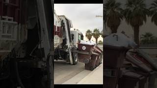 Trash Truck Dumps 3 Trash Bins  #shortsvideo #garbagetruck #trash