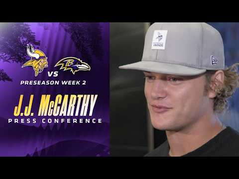 J.J. McCarthy on His Performance in Vikings vs. Ravens Preseason Game & Tai Felton’s Growth