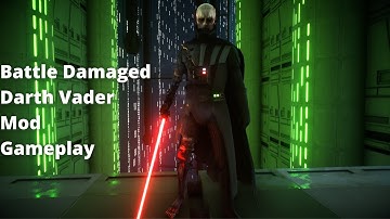 Star Wars Battlefront II - Battle Damaged Darth Vader Mod Gameplay (No Helmet)