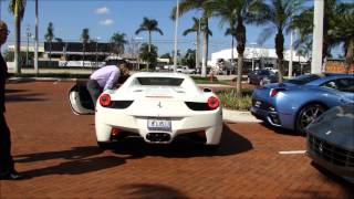 These cars are available at palm beach ferrari. they were maneuvering
the around so a potential buyer could have test ride on white spyder.
w...