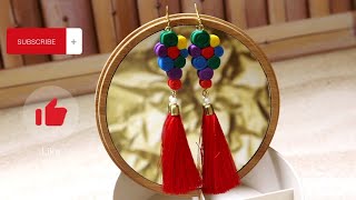 Bright, colorful, summer earrings made of polymer clay with tassels. Easily! Tutorial.