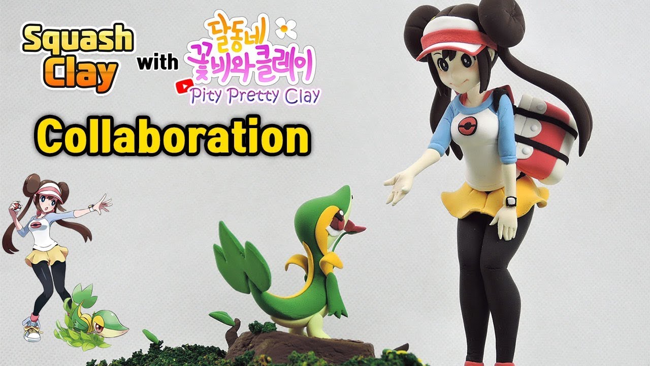 Pokémon Clay Art - Rosa Trainer and Snivy Pokémon Diorama 