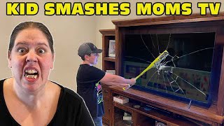 🤬Kid Temper Tantrum🤬 Smashes Mom's 50-Inch TV With A Baseball Bat! - FULL VIDEO