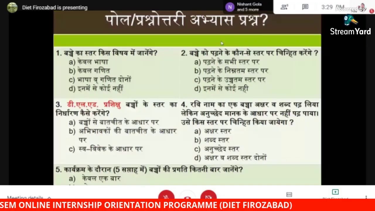 DELED 2019 2nd SEM ONLINE INTERNSHIP ORIENTATION PROGRAMME