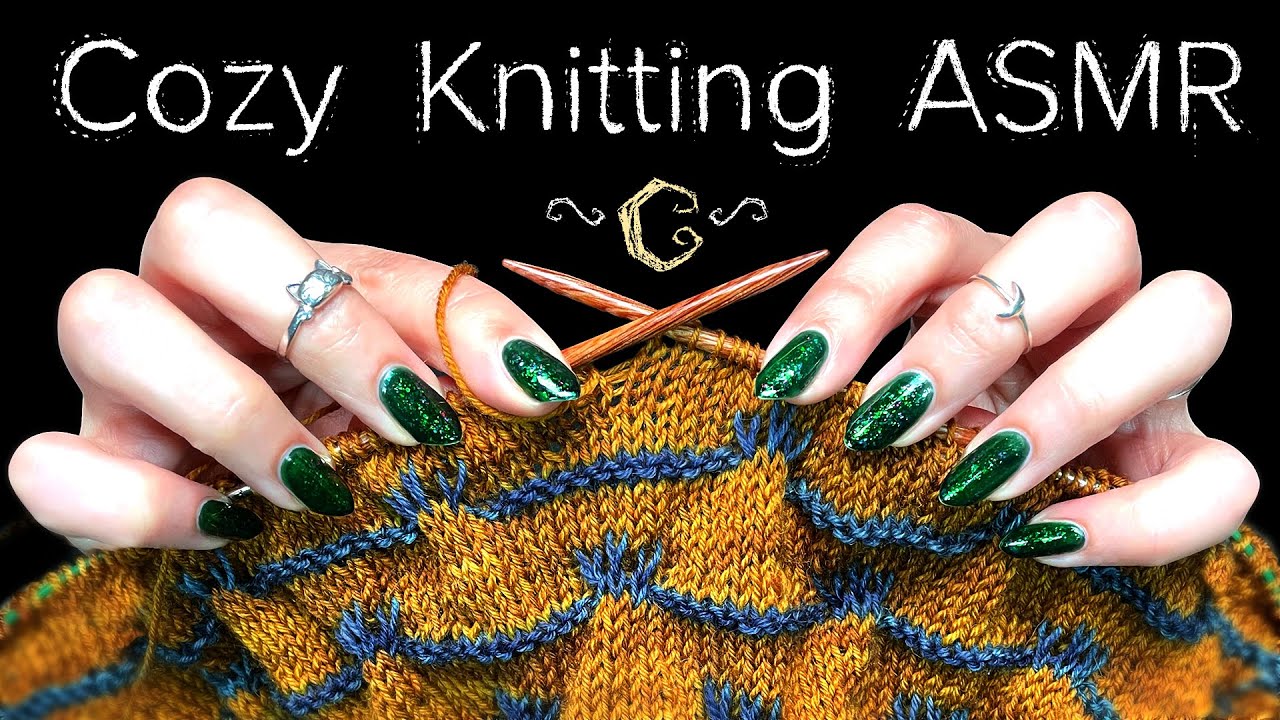 ASMR Cozy Autumn Knitting (Soft Spoken, Yarn and Wood Sounds, Tapping, Scratching)