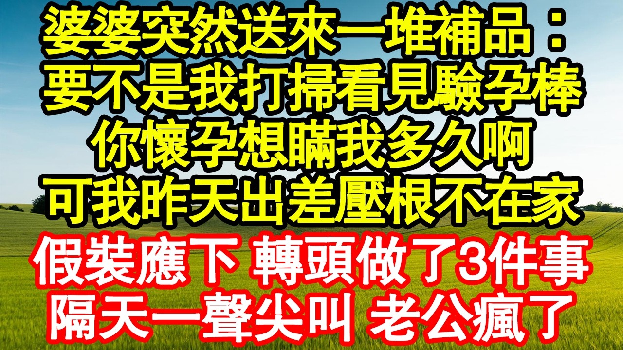 婆婆突然送來一堆補品：要不是我打掃看見驗孕棒，你懷孕想瞞我多久啊，可我昨天出差壓根不在家，假裝應下 轉頭做了3件事，隔天一聲尖叫 老公瘋了 真情故事會|老年故事|情感需求|養老|家庭正能量