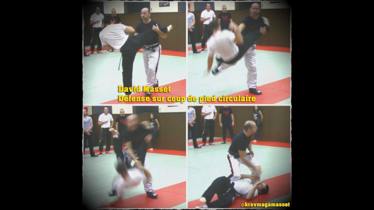 Défense sur coup de pied circulaire par David Masset instructeur en krav maga au club de SELFSTGO