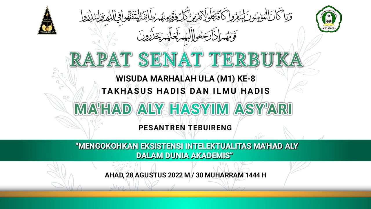 Wisuda Marhalah Ula (M1) ke-8 Ma'had Aly Hasyim Asy'ari