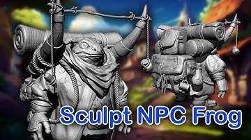 How to sculpt game NPC Frog part 9
