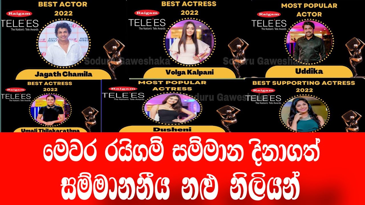 මෙවර රයිගම් සම්මානයෙන් පිදුම් ලැබූවන් Raigam Tele Awards 2023