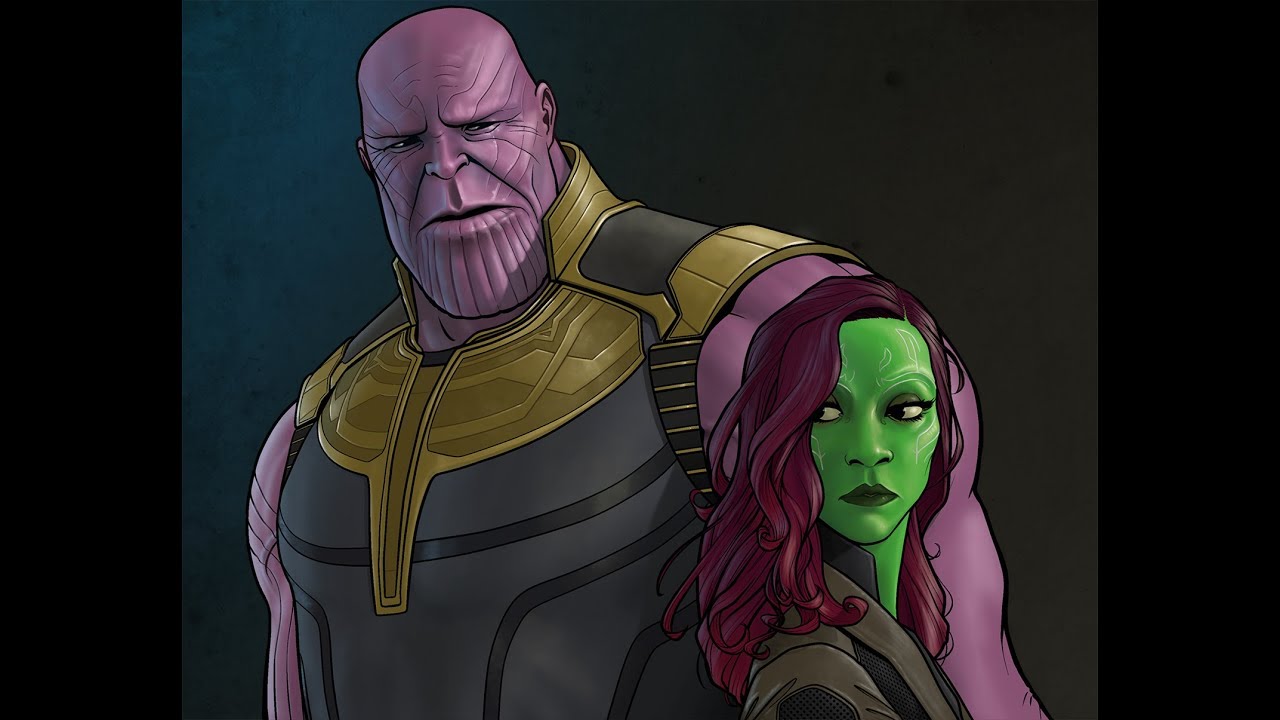 Dibujando a Thanos y Gamora.