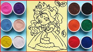Princess sand painting toys / How to coloring RAPUNZEL princess so beauty / Sand art/Learn color