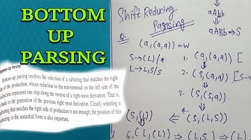 Bottom up parsing in Compiler Design | Lec-8