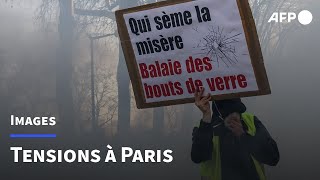 Retraites: tensions entre manifestants et forces de sécurité à Paris | AFP Images