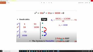 Routh Hurwitz Calculator python