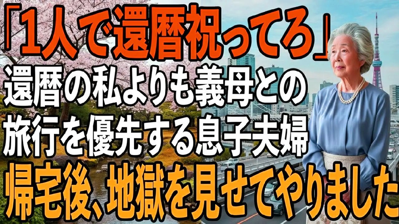 「4時間待っても来ない…」私の還暦祝いよりも義母との旅行を優先した息子夫婦帰宅後、息子夫婦を新居から追放した72歳母の逆転劇が【シニアライフ】【60代以上の方へ】
