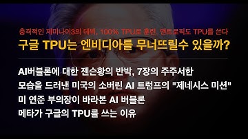 구글 TPU는 엔비디아를 무너뜨릴수 있을까? 충격적인 제미나이3의 데뷔, 100% TPU로 훈련. 앤트로픽도 TPU를 쓴다