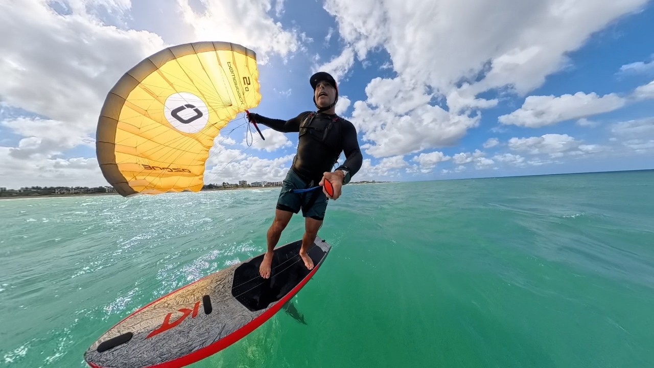Parawinging is fun! More time dodging weeds these days than riding waves, but the new sandbar works