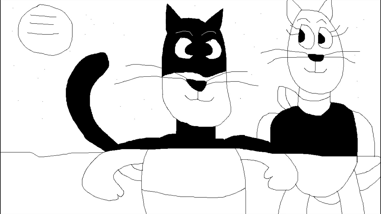 Master Tom and Mrs. Kitty White relaxing in the moonlight lake Art by J.A.  Ealy (AAP)