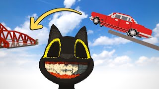 Open Bridge Cars Jumping over Cartoon Cat | Teardown
