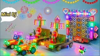 DIY Ganesh yatra mini dj / Creative DJ with Loading Truck Decoration At Home / Laxmi maa Sobha yatra