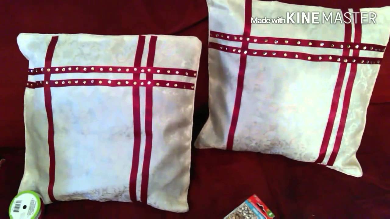 Under 5 DIY Dollar Tree Pillow Cover redecorated (No Sew) YouTube