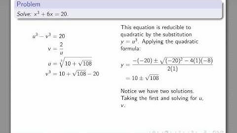 Solving Cubic Equations using Cardano