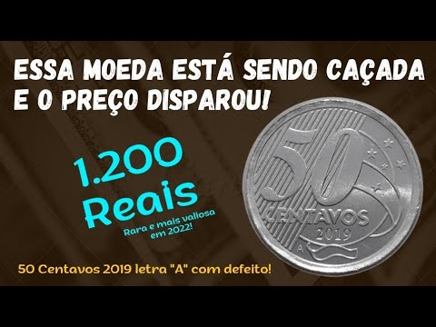 MOEDA CAÇADA! PREÇO DISPAROU! 50 CENTAVOS 2019 “LETRA A” COM DEFEITO! RARA E ESTÁ MAIS VALIOSA!