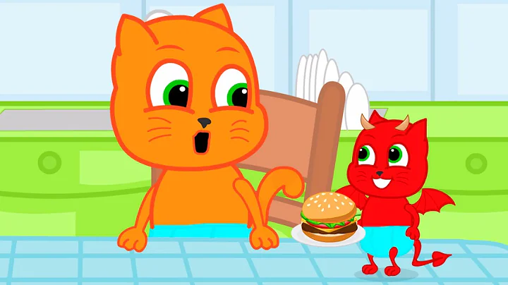 Cats Family in English - Little Demon Cartoon for Kids thumbnail