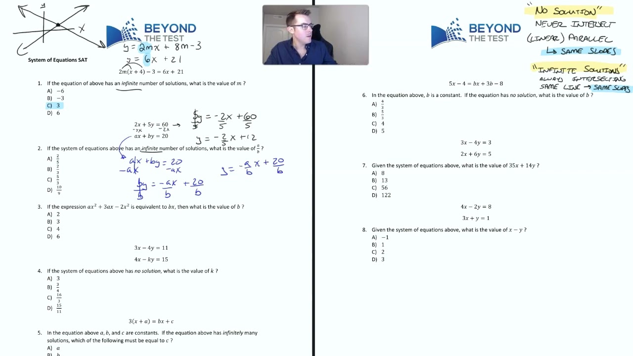SAT System Of Equations Examples No Solution And Infinite Solutions SAT System Of Equations Examples No Solution And Infinite Solutions